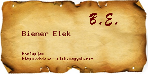Biener Elek névjegykártya